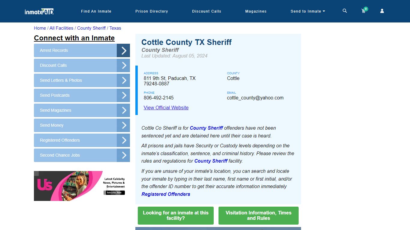 Cottle County TX Jail - Inmate Locator