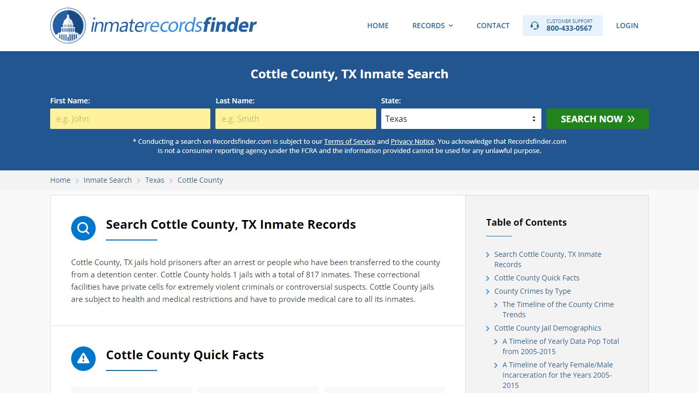 Cottle County, TX Inmate Lookup & Jail Records Online